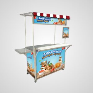 [B15] Booth Portable / Gerobak Lipat + Atap + Meja Depan + Meja Samping + Menu
