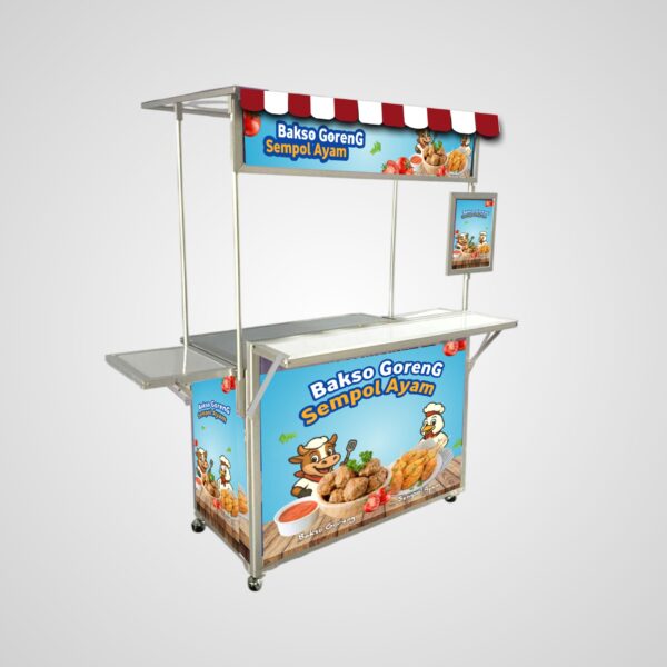 [B15] Booth Portable / Gerobak Lipat + Atap + Meja Depan + Meja Samping + Menu