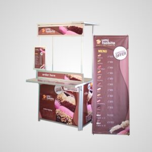 [B25] Booth Portable / Gerobak Lipat + Atap + Meja Depan + Menu + XBaner