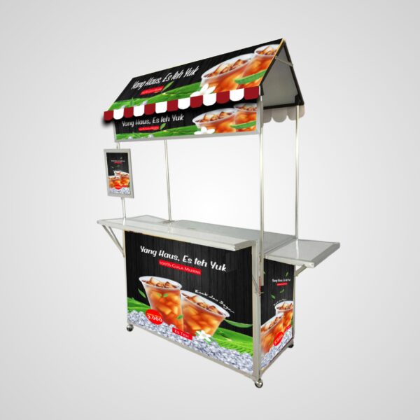[B16] Booth Portable / Gerobak Lipat + Atap Rumah + Meja Depan + Meja Samping + Menu
