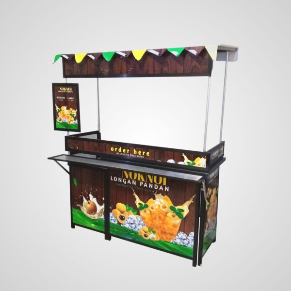 [B28] Booth Portable / Gerobak Lipat ( Tulang Hitam ) + Atap + Meja Tingkat Kompor + Meja Depan + Menu + Full Skat
