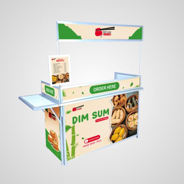 [B05] Booth Portable / Gerobak Lipat + Meja Samping + Full Skat + Menu