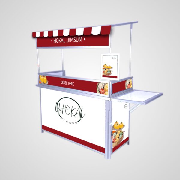 [B07] Booth Portable / Gerobak Lipat + Atap + Meja Samping + Full Skat + Menu